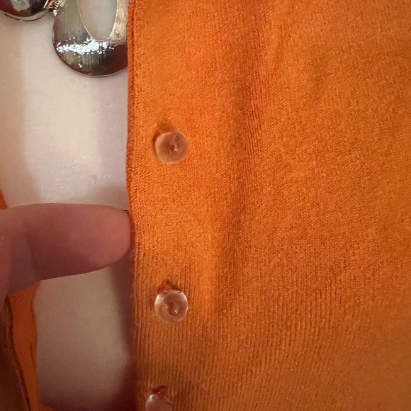 Evie Cardigan Sweater Pumpkin color Crystal buttons Large - Picture 6 of 9